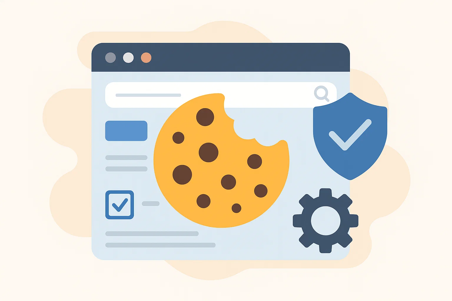 Illustration av kakor (cookies) på webben